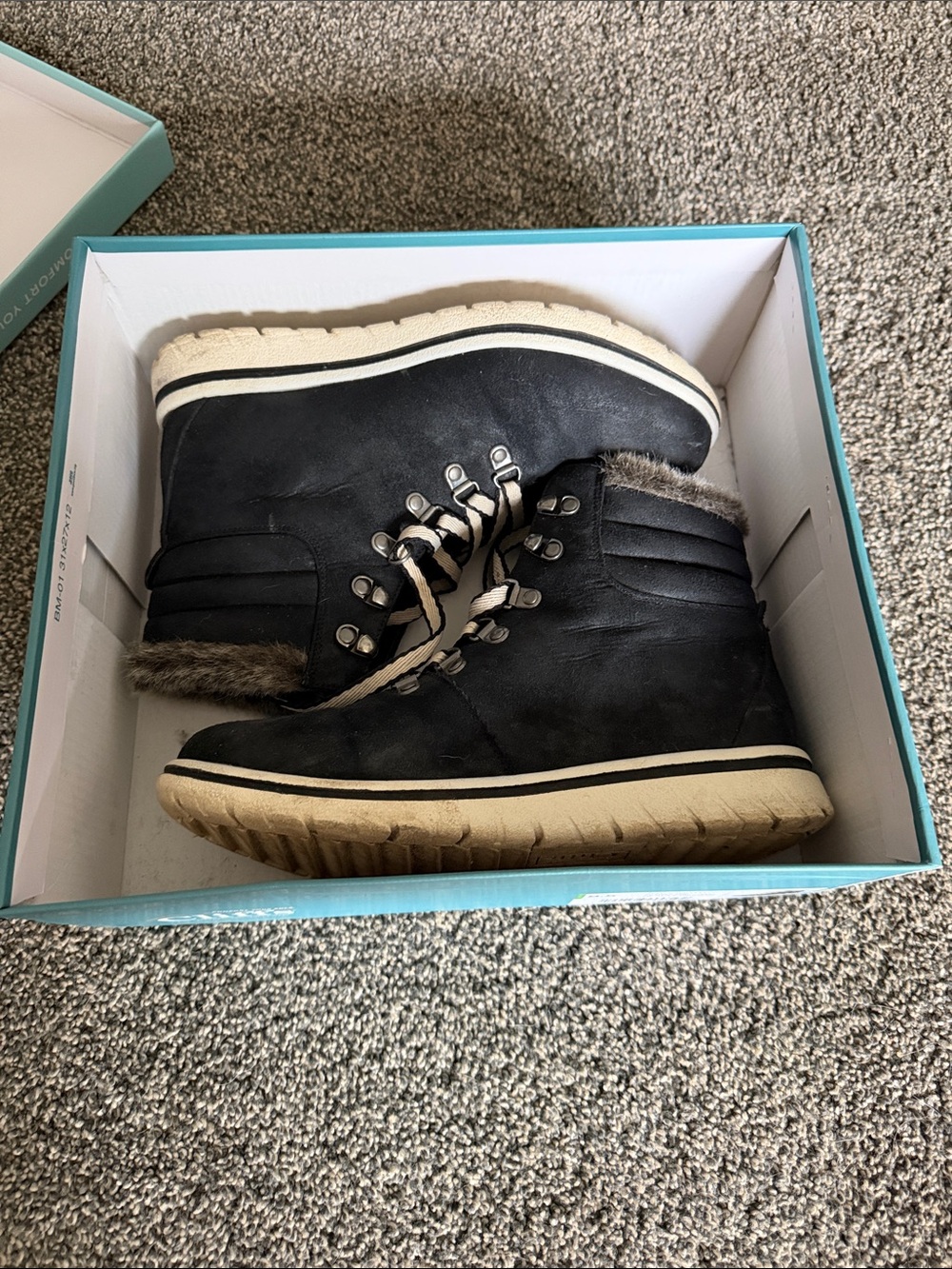 Cliffs by WHITE MOUNTAIN Black Faux-Fur Trim Lace-Up Combat Boots